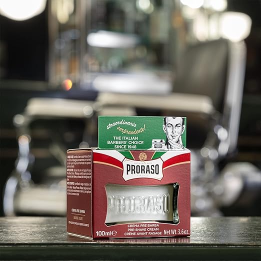 PRORASO Crème Avant Rasage Rouge Barbes Dures 100 ml - NEUF (emballage abimé)
