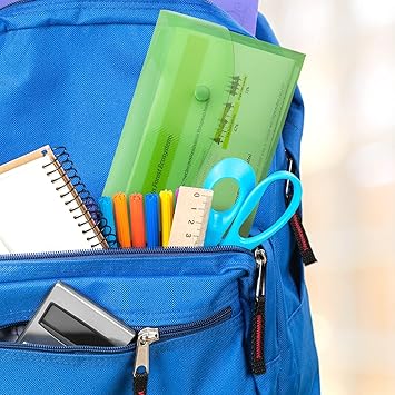 RAPESCO 0690, 4 Pochettes Porte-Documents avec Bouton-Pression, Format DL, Couleurs Vives Transparentes - NEUF