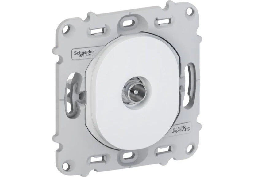 Lot de 12 Prises TV Ovalis SCHNEIDER Anthracite/Blanc - sans plaque de finition - NEUF