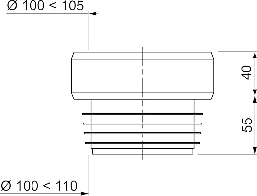WIRQUIN RA372 Rigid toilet pipe, straight, short, D110 mm to fit (push fit) for toilet evacuation, white - NEW
