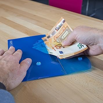 RAPESCO 0690, 4 Pochettes Porte-Documents avec Bouton-Pression, Format DL, Couleurs Vives Transparentes - NEUF